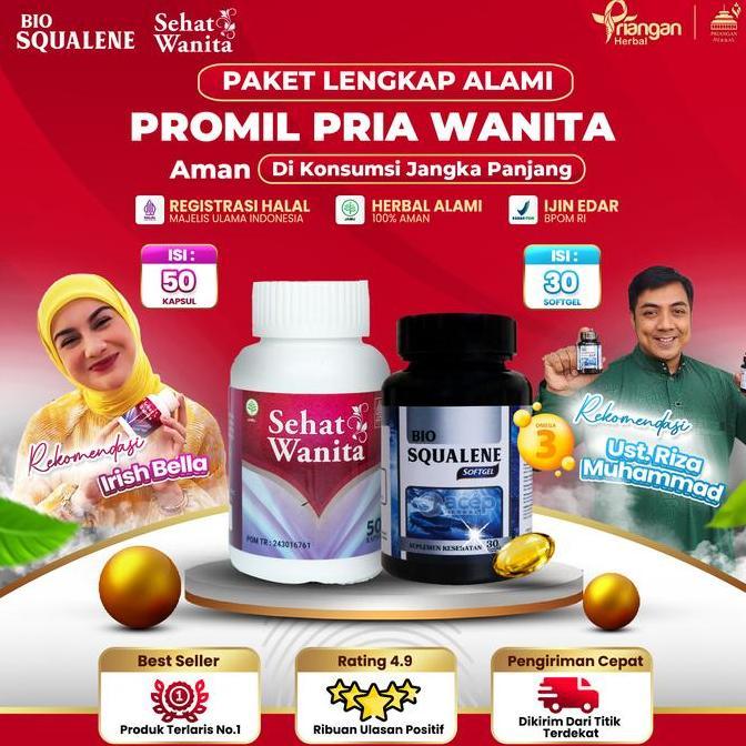Paket promil program hamil vitamin kesuburan pria wanita bio squalene sehat wanita