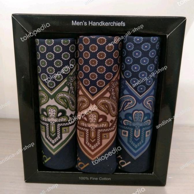 BYFORD saputangan pria bahan 100% cotton 1 box isi3