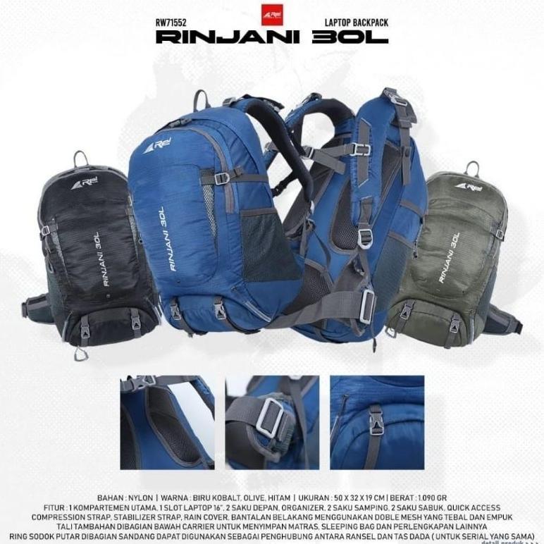 Tas Ransel Pria Rei Rinjani 30L+Raincover Original 100%