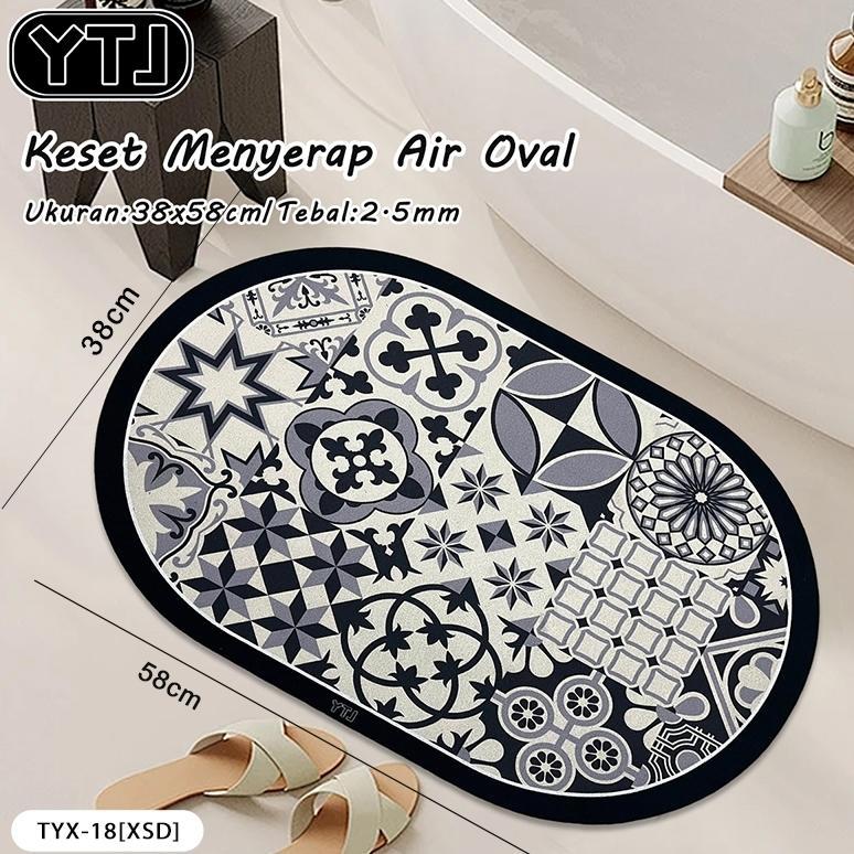 Keset Kamar - Ytj Keset Menyerap Air  38X58Cm Keset Kamar Mandi Menyerap Air Anti Slip Kamar Mandi K
