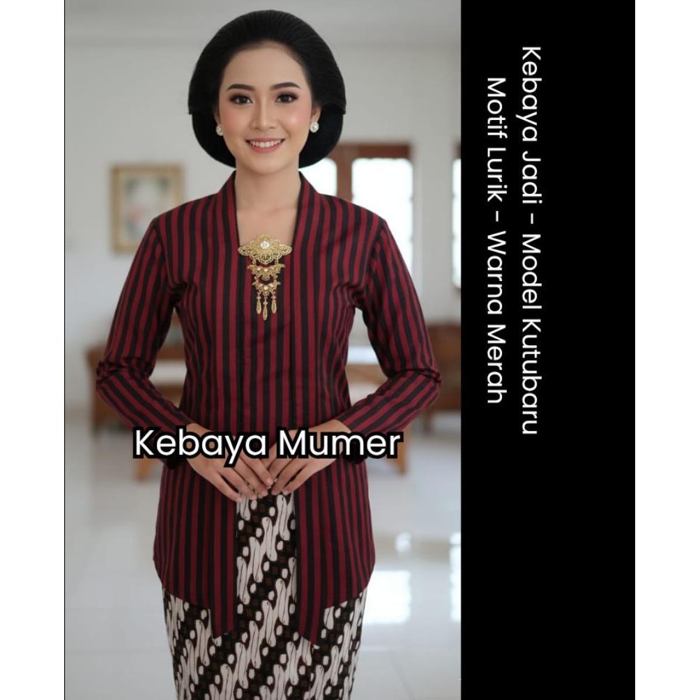 Awet Kebayamumer Kebaya Motif Lurik Model Kutu Baru Kartini Baju Adat Jawa Tradisional Bahan Katun T
