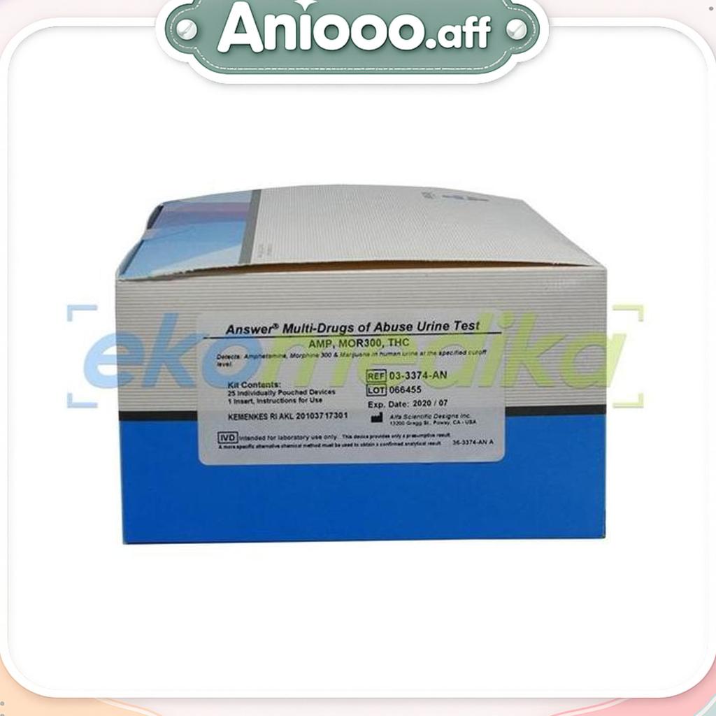 Answer Multi Drug Of Abuse Urine Test (Amp/Mop/Thc) / Test Narkoba- 3P 3 Parameter Isi 25 Test