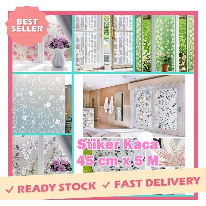 GW COD 5 METER STIKER KACA JENDELA MOTIF elegan 45 CM X 5 METER STIKER