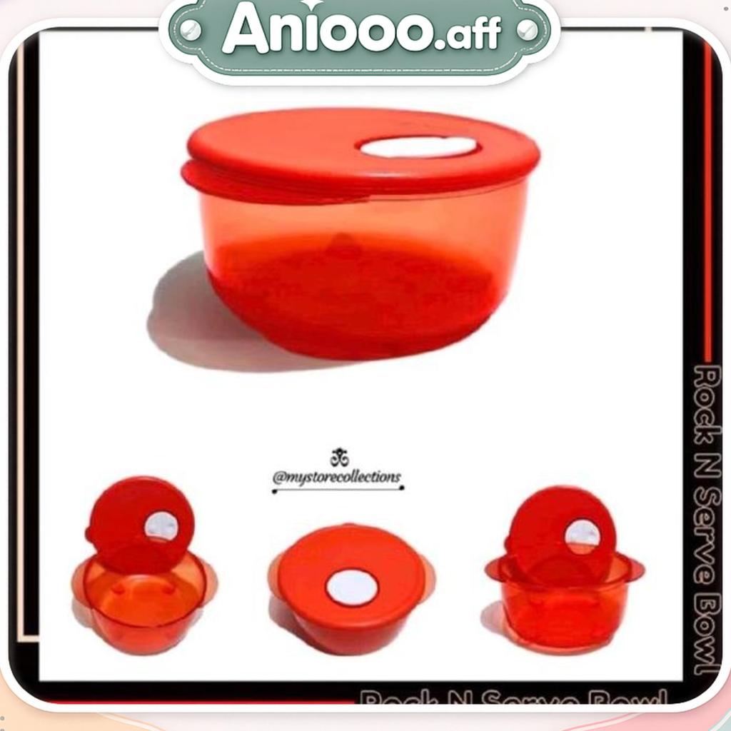 Tempat Makan Tupperware Rock N Serve Round Crystal - Indo Import Mangkok Kaca 400Ml 800Ml 2.1L 2.2L 