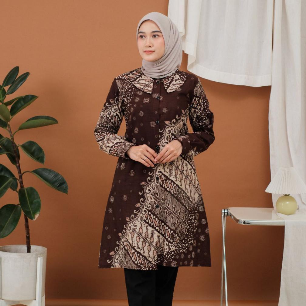 Baju Atasan Batik Wanita Kerja Seragam Terkini