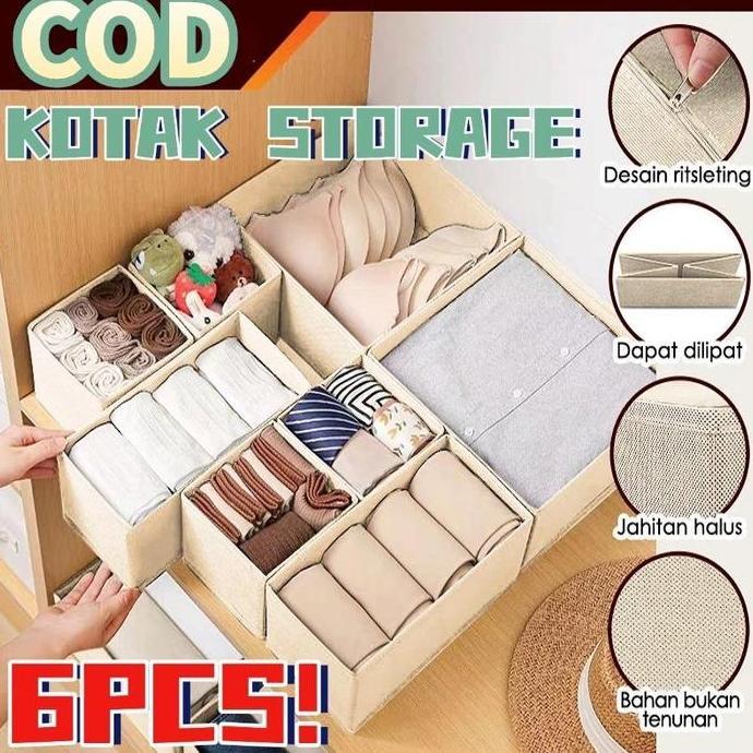 TERLARIS!! 6PCS SET KOTAK PENYIMPANAN SERBAGUNA  KOTAK PENYIMPANAN MULTIFUNGSI DUA FUNGSI / ORGANISE