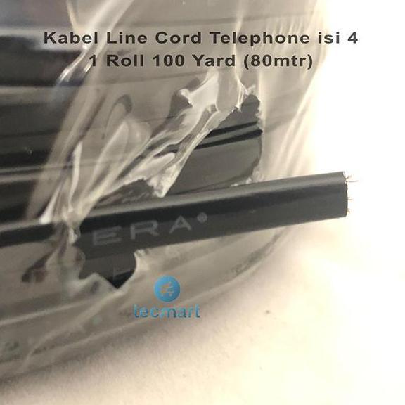 TERLARIS KABEL TELEPON 1 ROLL KABEL TELEPON ISI 4 HITAM 100 YARD