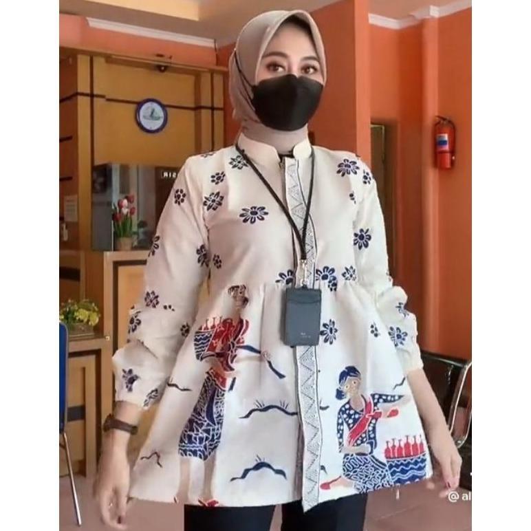 M-4XL INSTANT MEDAN TERMURAH  Batik Wanita Kancing Depan Motif Mbok Jamu Ready Size Standar dan Jumb