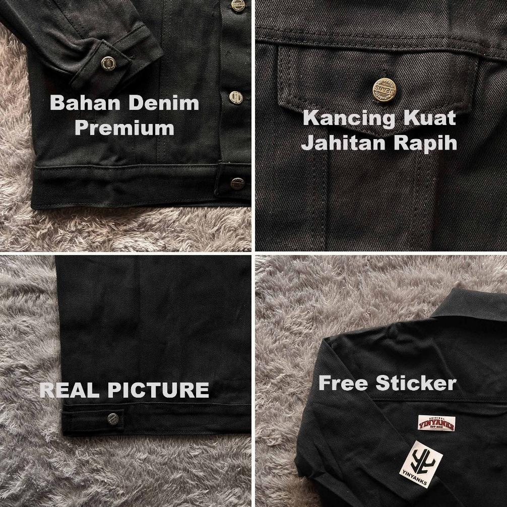 MEGA PROMO Yinyanks Jacket Denim The Beatles Font Jacket Jeans Hitam