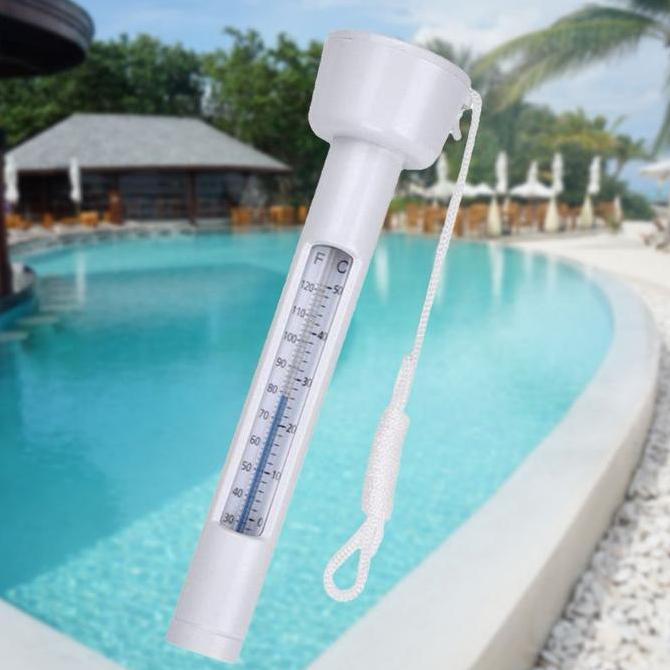 BAQDUNIS Termometer Kolam Terapung Besar Termometer Air Pro untuk Kolam Renang, Plastik Putih, Mengu