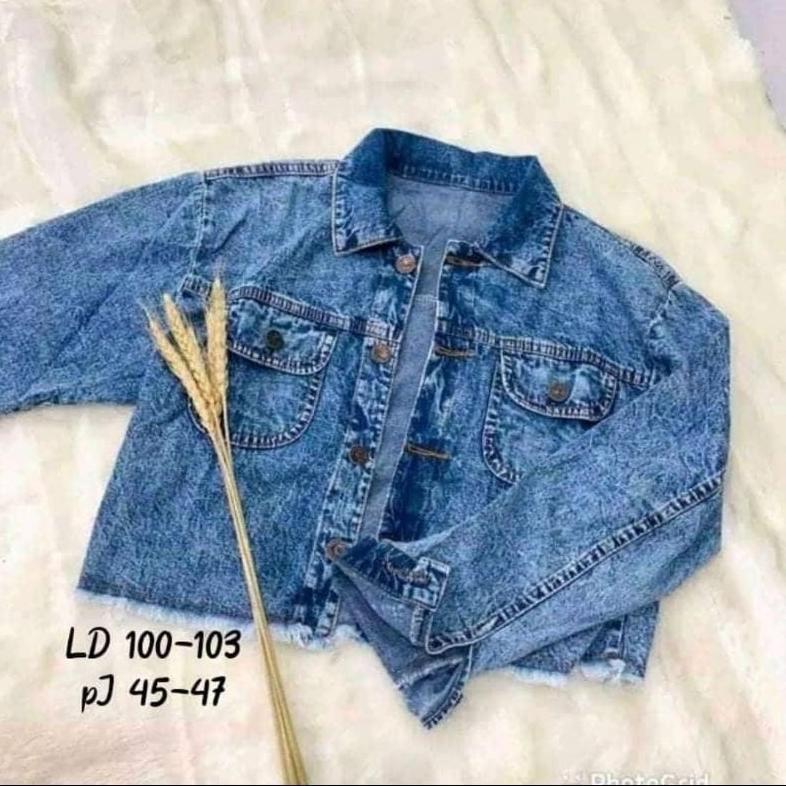 Best Deals Jaket Jeans Crop Jumbo. Ld//100//Ld110//Ld120//Ld130.  Ld=(Lingkar Dada) Kancing Lembut D