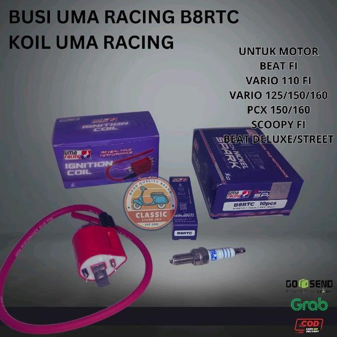 Koil uma racing injeksi dan busi uma racing b8rtc untuk motor beat fi vario injeksi scoopy pcx Origi
