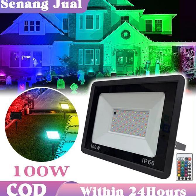 BAQDUNIS Outdoor Taman Rgb Slim Warna Warni / Lampu Sorot Rgb Warna Warni Led 100w