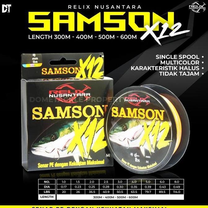 BEBAS ONGKIR - Relix Nusantara Samson X12 300 400 500 600 Meter Senar Pancing Benang PE 1 1.5 2 3 4 