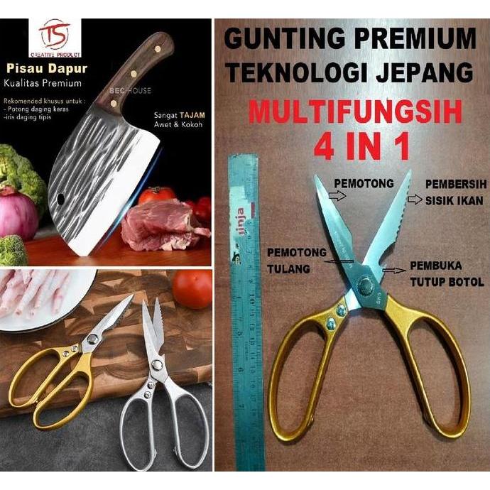 BAQDUNIS Gunting Daging made jepang 4 IN 1 GUNTING Dapur Stainless FULL metal