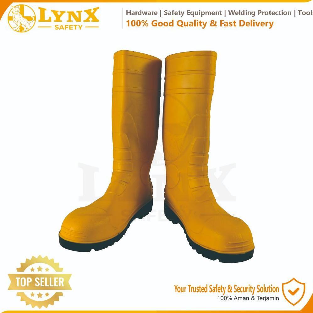 new sepatu boot safety rubber lynx safety with steel toe ujung besi
