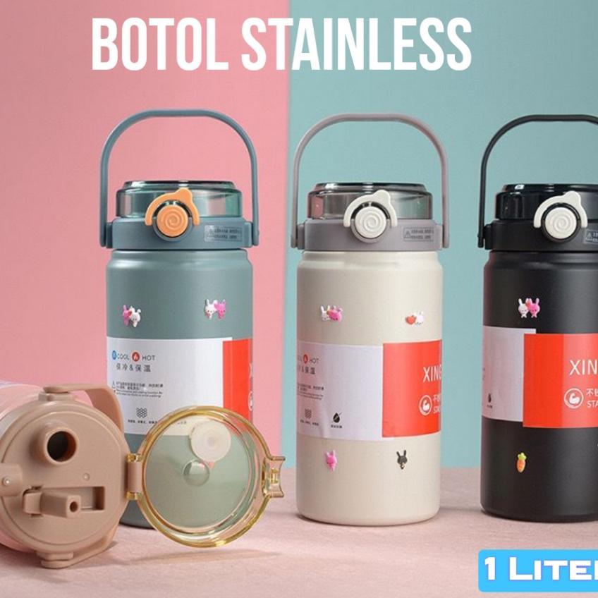 Tumbler Minum Stainless 1 Liter Termos Kopi Tahan Panas & Dingin Premium Bpa Free Insulated Besar