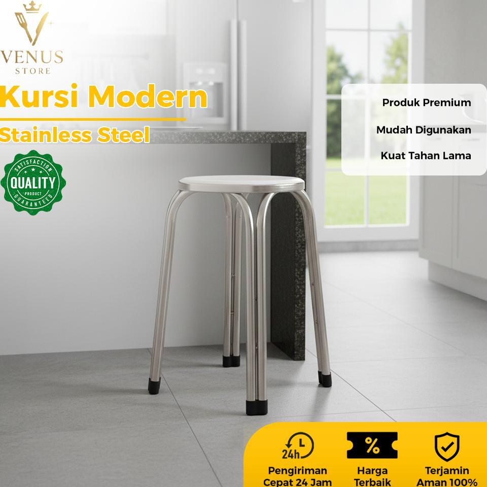 Kursi Besi Stainless Steel Bangku Bulat Stainless Steel Tempat Duduk Kursi Santai Bd02