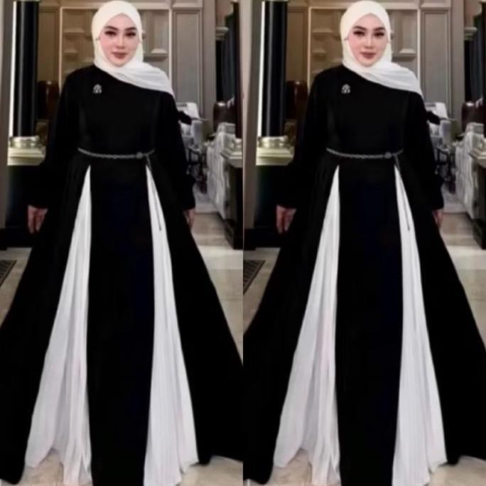 SHELLASAUKIA Dress Gamis HITAM PUTIH HEKTAR Zahra Pink Melda Hitam ZMonogram SS OSakura EMBOS Raya M