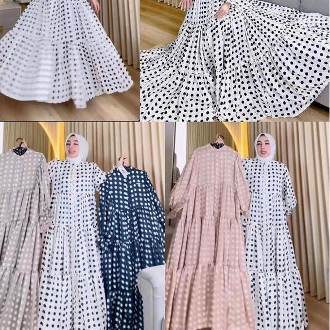 Shellasaukia Gamis Polkadot Silk Armani Dress Muslim Model 2