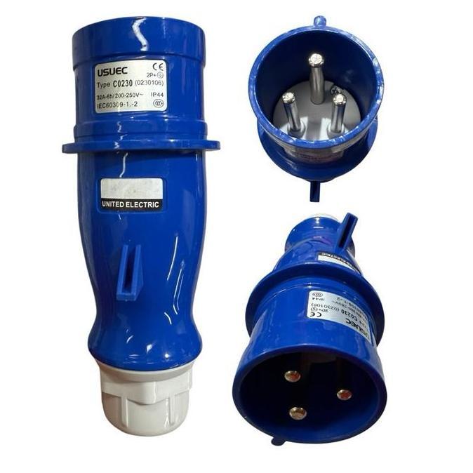 Usuec United Electric Konektor Industrial Mobile Plug 32A 3 Pin 2P+E 1 Phase Stop Kontak Colokan ind