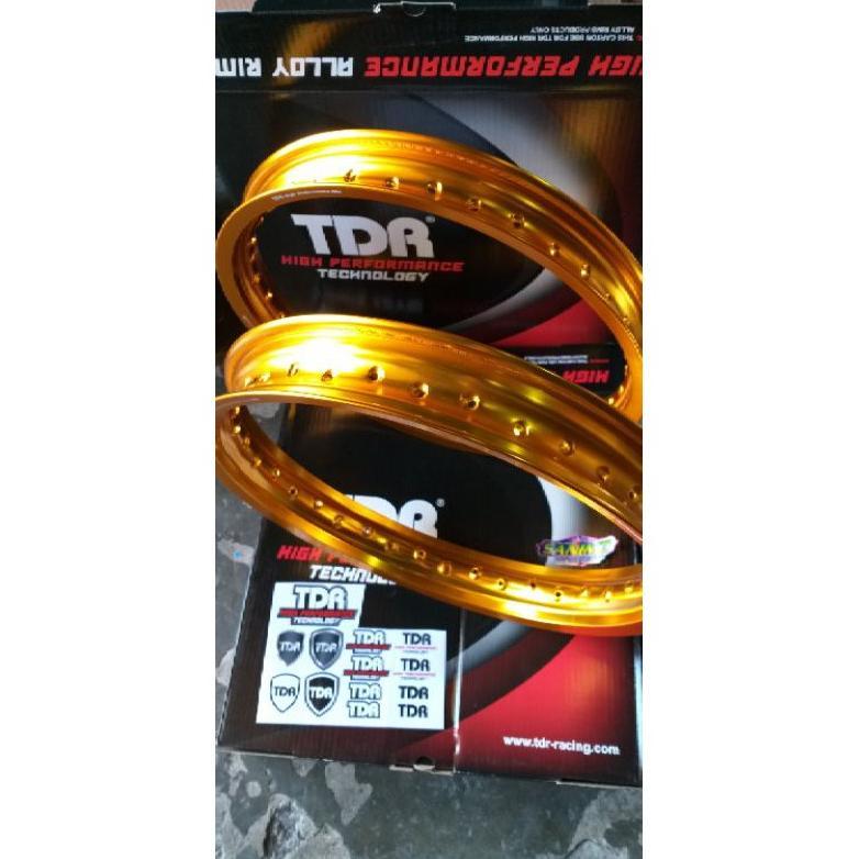 VELG TDR W SHAPE SET 185/215 RING 17 BLACK HITAM GLOSSY SILVER GREY