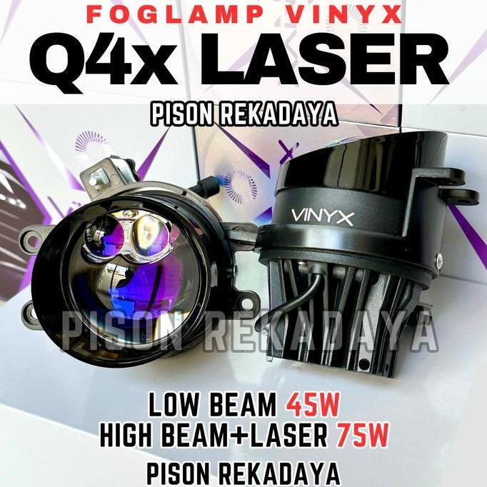 Foglamp Projector Biled Vinyx Q4 Double Laser Q8X Led Q4X Lampu Kabut Mobil 75 Watt Q4 Laser 3 Inci