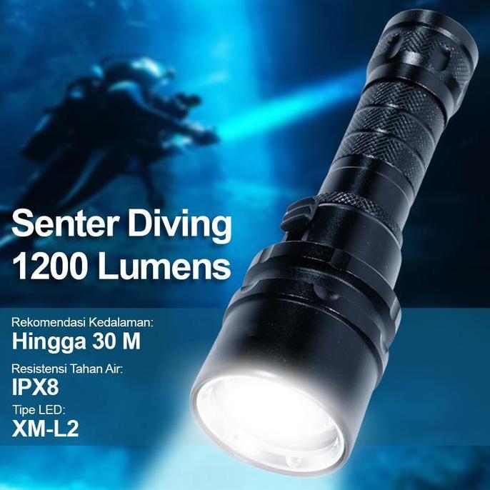 YUPARD Senter LED Diving 1200 Lumens 3M IPX8 XM-L2 Waterproof Torch