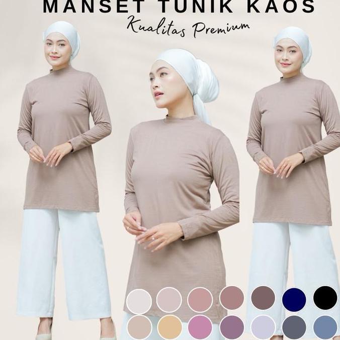 Manset Tunik Kaos Sport/ Baju Manset olahraga Atasan  WanitaMuslim Panjang