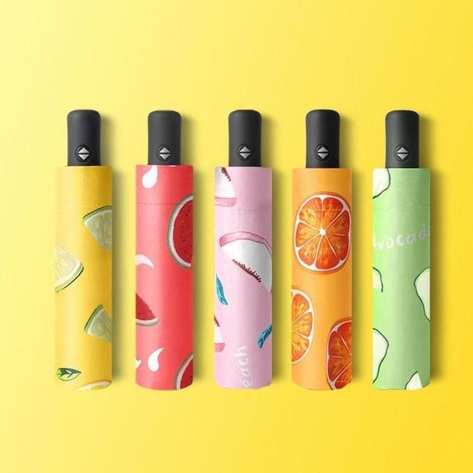 Homeme- Payung Lipat Motif Buah Payung Lipat Lucu Payung Lipat Anti Sinar Uv Payung Lipat Import Pay
