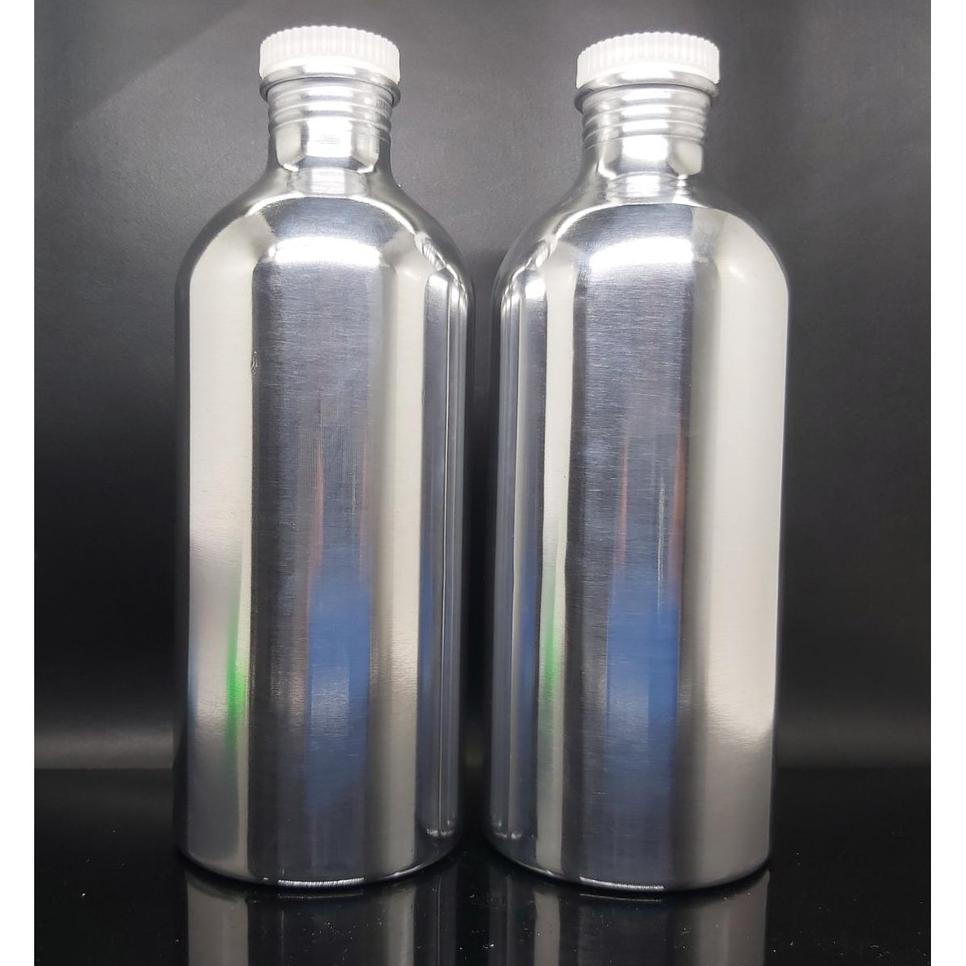 Kaleng Uv  500 Ml Silver. Botol Alumunium  Silver Mengkilap.  Buat Bibit Parfum. Harga Perbiji.