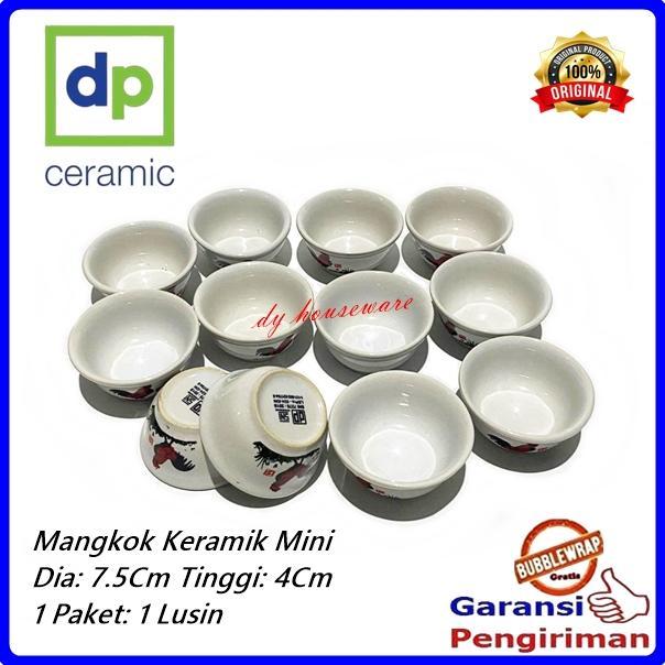 Mangkok Keramik Kecil 100Ml Mangkuk Cuko Keramik Mini Motif Ayam Jago Mangkok Jadul Sni ( Harga 1 Lu