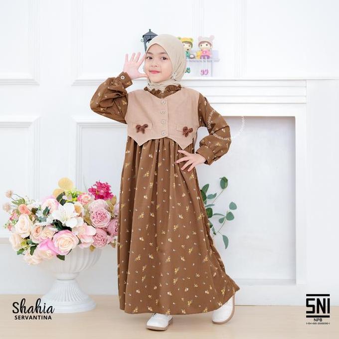 NEW SHAHIA SERVANTINA - YOONA DRESS CRINCLE GAMIS PITA ANAK PEREMPUAN BAJU MUSLIM ORI