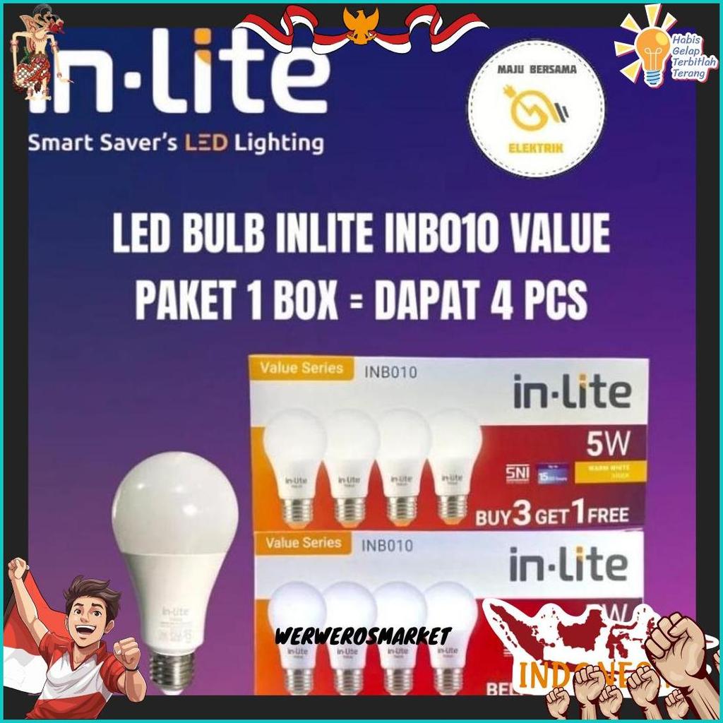 Lampu Led Inlite  3 Gratis 1 / Bohlam Inlite  Led 3 Free 1 / In Lite Paket Beli 3 + 1/ 5Watt / 7Watt
