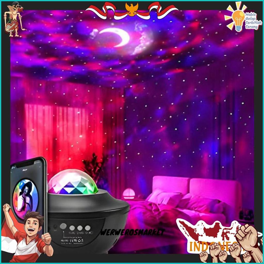 Lampu Tidur Aesthetic Bluetooth Music Proyektor Langit Astronot Bulan Bintang Galaxy Luar Angkasa Pa