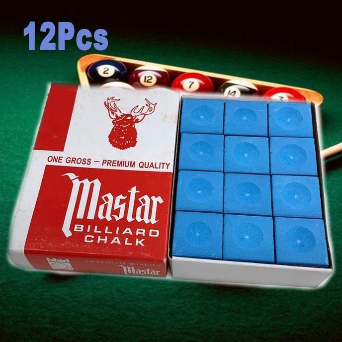 Kapur Billiard 12 Pcs Chalk Billiard Master Chalk Kualitas Premium Billiard Chalk