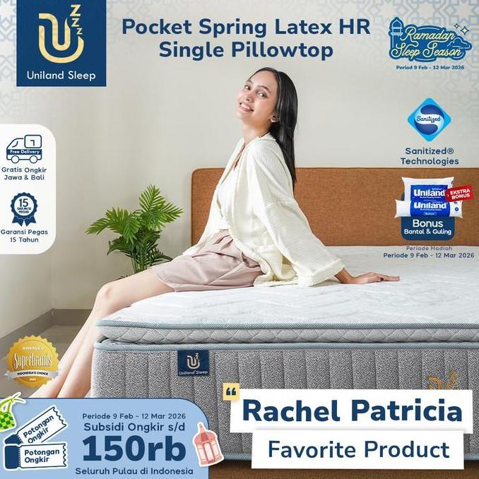 Kasur Pocket Spring Bed Latex HR Single Pillowtop 30cm Uniland Sleep