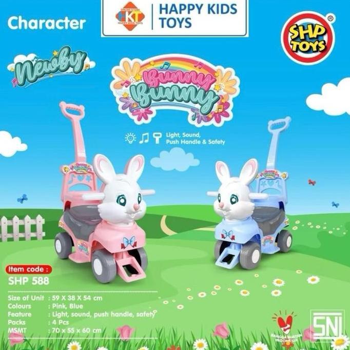 Mobil dorong anak Shp bb 588 sepeda kelinci murah Set Hadiah Cowok Cewek Game Musikal Plastik Toys L
