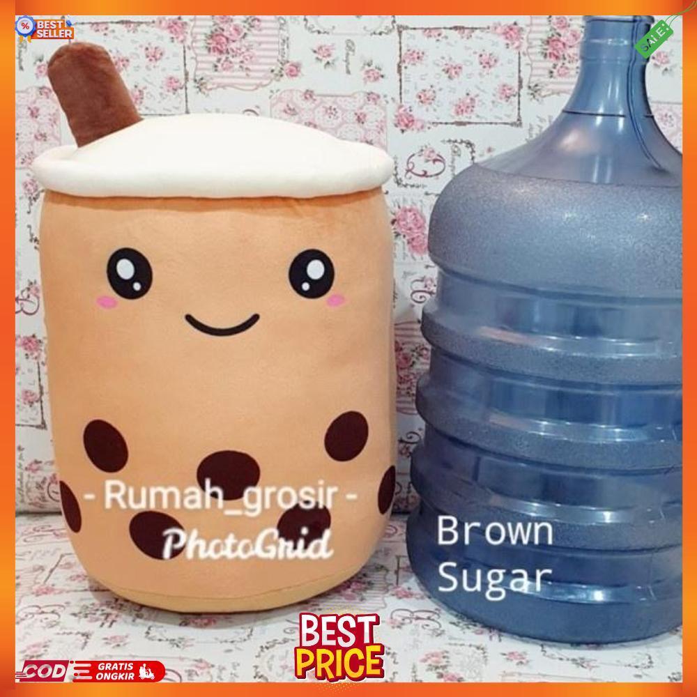 Boneka bantal boba milk tea brown sugar JUMBO - Cokelat Tersedia Juga Boneka boba jumbo murah Boneka