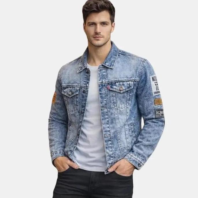Anata- Aqxa Jaket Jeans Pria Slim Fit Denim Jaket Pria Keren Outfit Harian