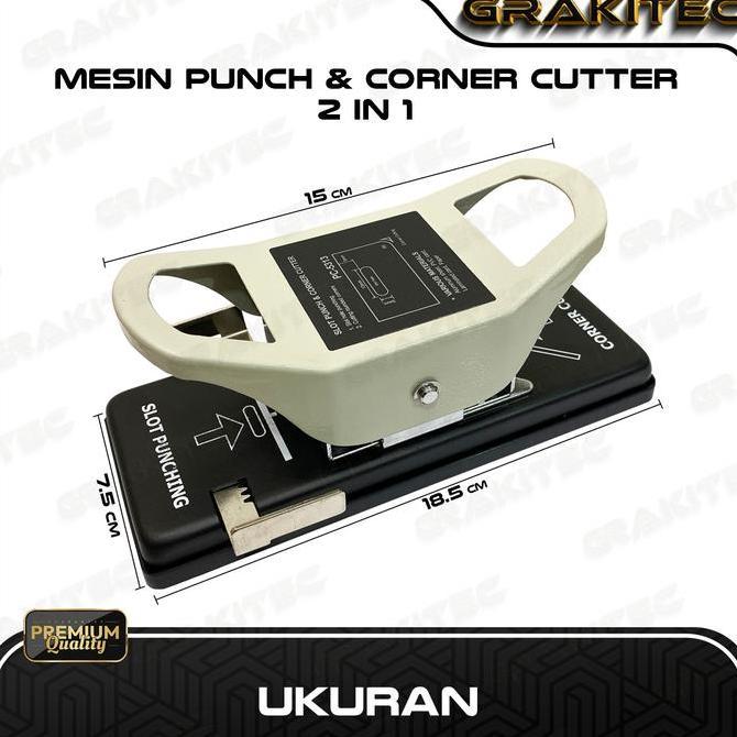 Gandisoress - Alat Puncher 2in1 sudut dan oblong 5313 plong pelubang PVC ID Card, Kertas, Foto Graki