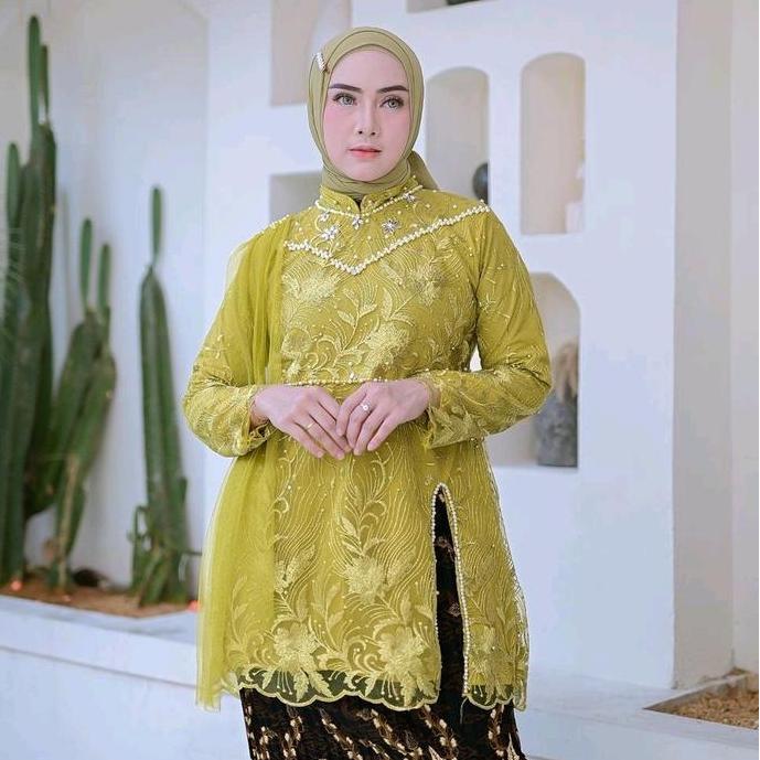 NEW SETELAN KEBAYA PESTA MODERN INARA SLAYER DENGAN BAHAN TILLE MUTIARA PREMIUM - DRESS, BAWAHAN, WI
