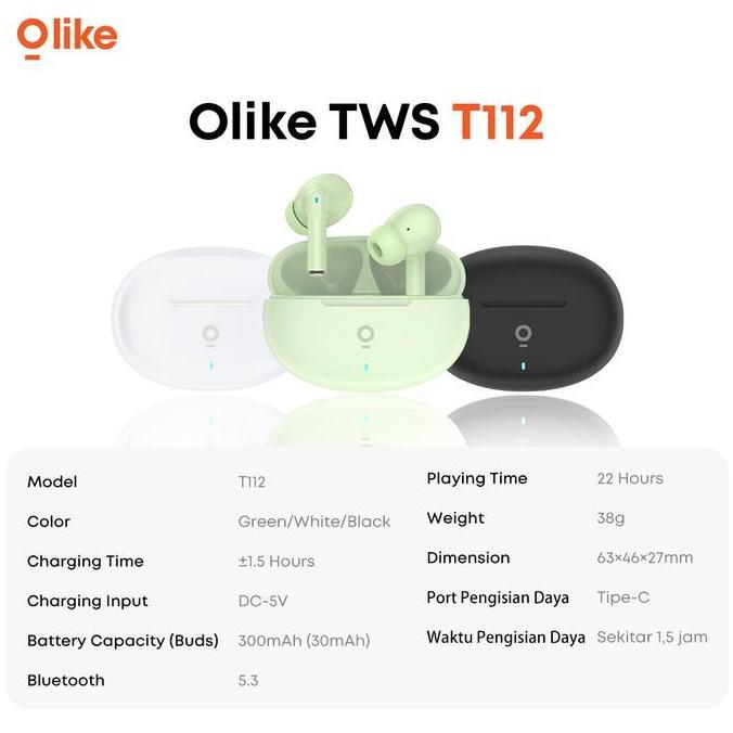OLIKE Headset TWS True Wireless T112 Earphone Bluetooth V5.3