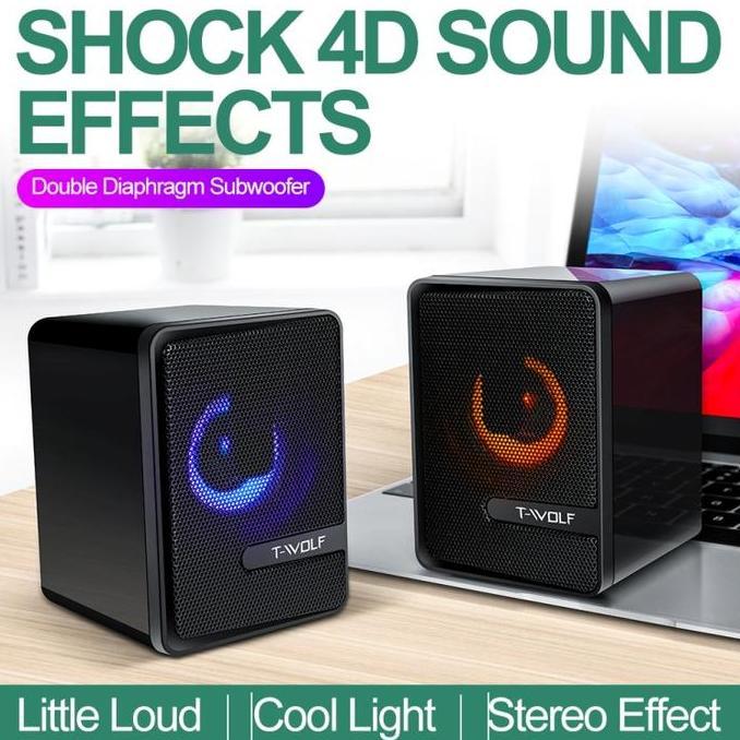 SKU-1235 SPEAKER GAMING T-WOLF S3 RGB SUARA BAGUS TWOLF SPEAKER LED Komputer Pc Cpu Laptop
