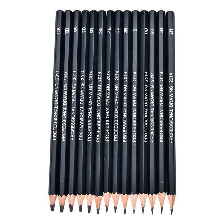 Slayershop 14 Pcs Professinal Sketsa Seni Menggambar Pensil 6H-12B Sketsa Pensil-Internasional