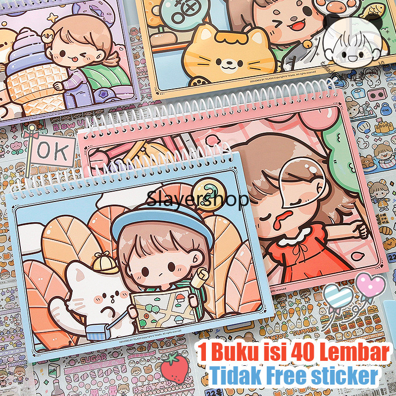 Buku Sticker Kosong Reusable Bisa Digunakan Berulang Kali Buku Buat Tempelan Koleksi Stiker Kawai Es