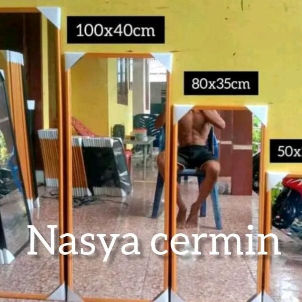 Cermin Dinding Persegi Panjang Kayu Kaca Full Body
