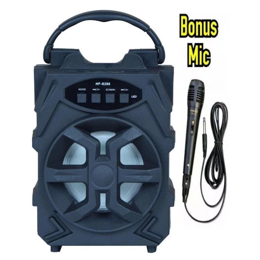 Speaker Bluetooth Hf-S288 + Mic Karaoke Wireless Speaker Portable