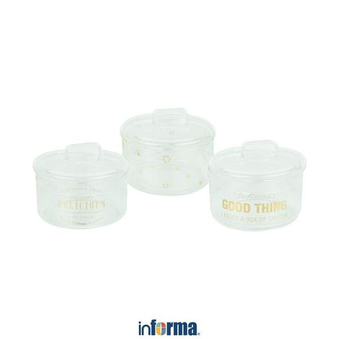 Informa 430 ml Kalino Stoples Kaca Susun Toples Kue Wadah Bumbu Tempat Snack Toples Plastik Cemilan