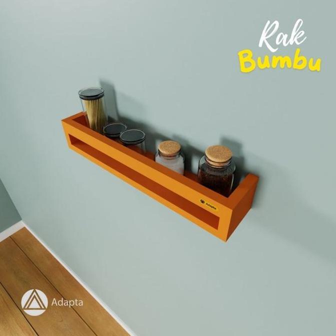 Adapta- Rak Dapur Tempat Bumbu Tempel Dinding Warna Orange -Rak Bumbu Dapur Tempel Dinding - Rada D2